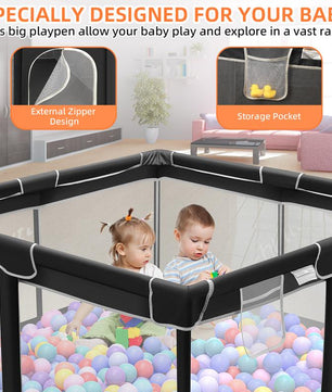 Baby Playpen, Indoor&Outdoor Playard, Play Pens for Kid Activity Center, Sturdy Safety Baby Fence with Breathable Mesh for Toddler Playpen