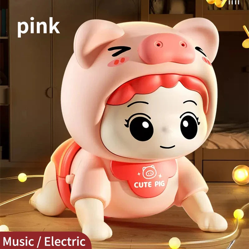 Baby Toys Learn to Crawl Guide Head up Practice Training Puzzle Early Education Crawling Baby Sound Light Music