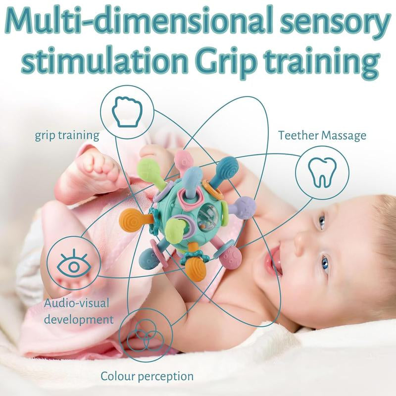 Baby Sensory Fidget Toy, Early Education Toy, Colorful Baby Teething Toy, Fun Press and Pull Baby Toys, Interactive Baby Play Toys for Infants Newborns, Baby Essentials