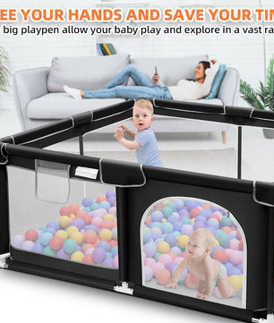 Baby Playpen, Indoor&Outdoor Playard, Play Pens for Kid Activity Center, Sturdy Safety Baby Fence with Breathable Mesh for Toddler Playpen