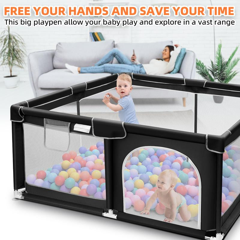 Baby Playpen, Indoor&Outdoor Playard, Play Pens for Kid Activity Center, Sturdy Safety Baby Fence with Breathable Mesh for Toddler Playpen