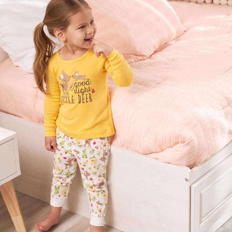 Gerber Toddler Girls' Snug Fit Cotton Pajamas, 4-Piece Set