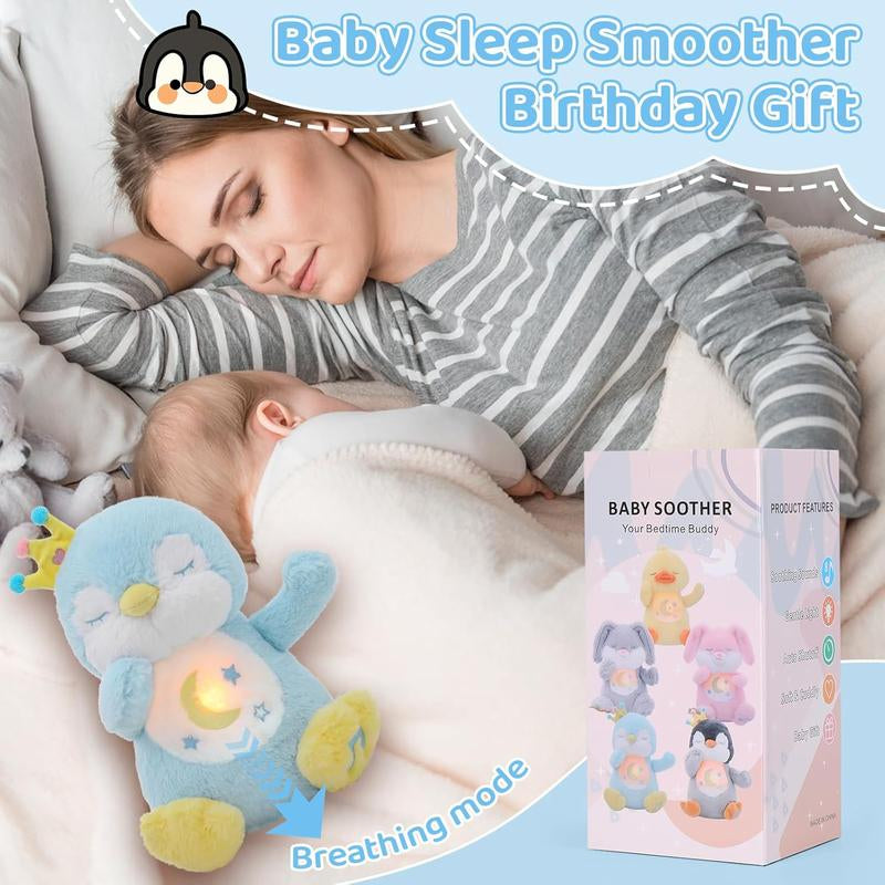 Breathing Penguin, Soothing Breathing Stuffed Animal Sleep Buddy Snuggle with Realistic Breathing Motion and Lights Music for Anxiety Relief Sleep Pet
