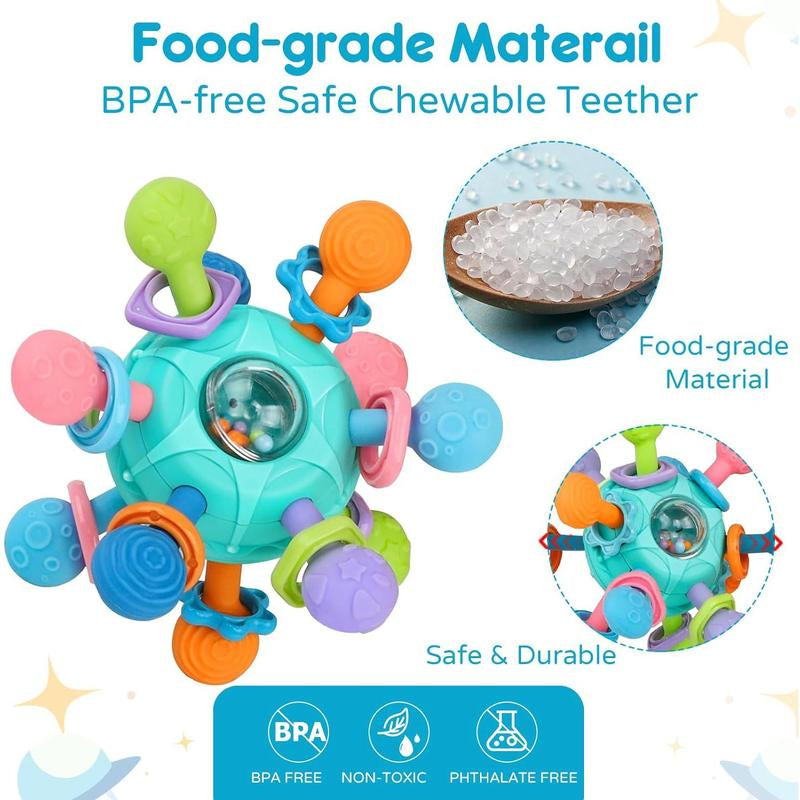 Baby Sensory Fidget Toy, Early Education Toy, Colorful Baby Teething Toy, Fun Press and Pull Baby Toys, Interactive Baby Play Toys for Infants Newborns, Baby Essentials