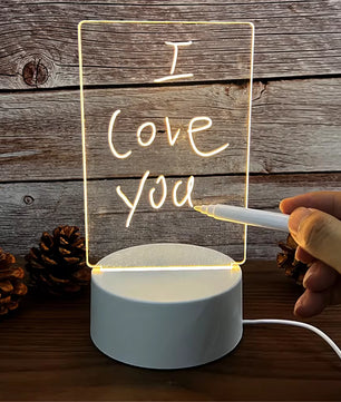 Transparent Luminous LED Night Lights USB Luminous Acrylic Night Light Erasable Write Message Board Calendar Desktop Ornaments