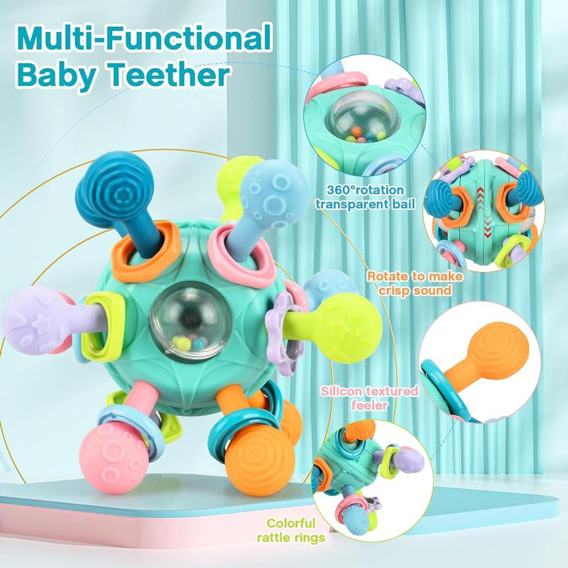 Baby Sensory Fidget Toy, Early Education Toy, Colorful Baby Teething Toy, Fun Press and Pull Baby Toys, Interactive Baby Play Toys for Infants Newborns, Baby Essentials
