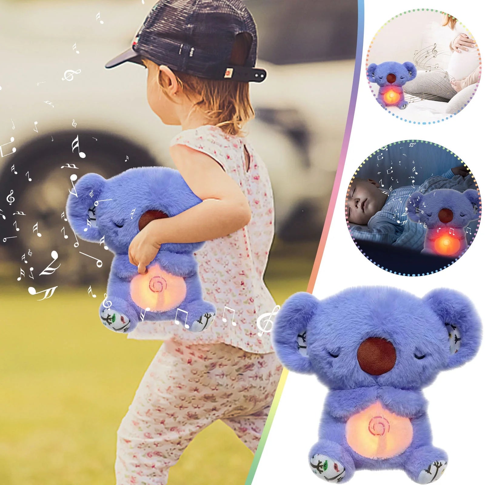 New Breathing Stuffed Animal Sleeping Plush Relief Koala Bear for Anxiety Relief Koala with Rhythmic Breathing Motion with Music Lights & Breathing Motion Adjustable in Four Modes