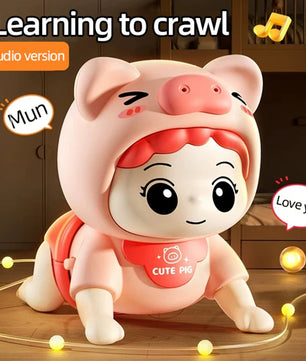 Baby Toys Learn to Crawl Guide Head up Practice Training Puzzle Early Education Crawling Baby Sound Light Music