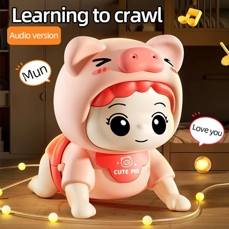 Baby Toys Learn to Crawl Guide Head up Practice Training Puzzle Early Education Crawling Baby Sound Light Music