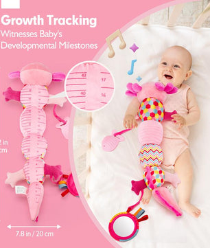 Hahaland Tummy Time Toys for Babies 0-6 Months - Musical Axolotl Plush with Rattle, Teether, Mirror, Squeaky, Crinkle - Infant Toys 0-12 Months Baby Gifts