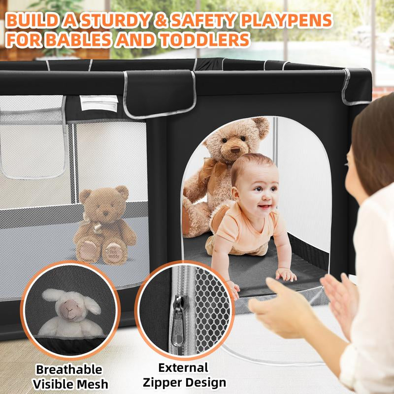 Baby Playpen, Indoor&Outdoor Playard, Play Pens for Kid Activity Center, Sturdy Safety Baby Fence with Breathable Mesh for Toddler Playpen