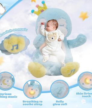 Breathing Penguin, Soothing Breathing Stuffed Animal Sleep Buddy Snuggle with Realistic Breathing Motion and Lights Music for Anxiety Relief Sleep Pet