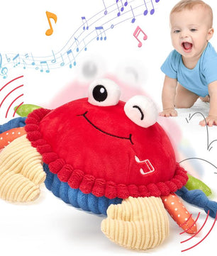 Hahaland Musical Walking Moving Bouncing Crab Baby Toys for 6-12 Months Tummy Time Sensory Interactive Toys for Boys and Girls Play Easter Gift