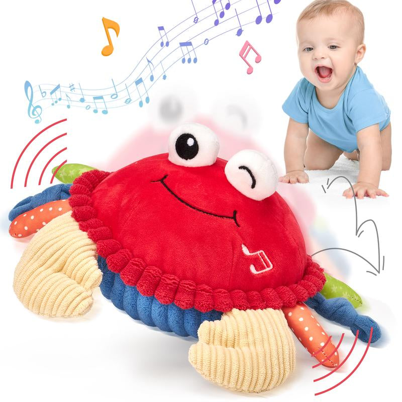 Hahaland Musical Walking Moving Bouncing Crab Baby Toys for 6-12 Months Tummy Time Sensory Interactive Toys for Boys and Girls Play Easter Gift