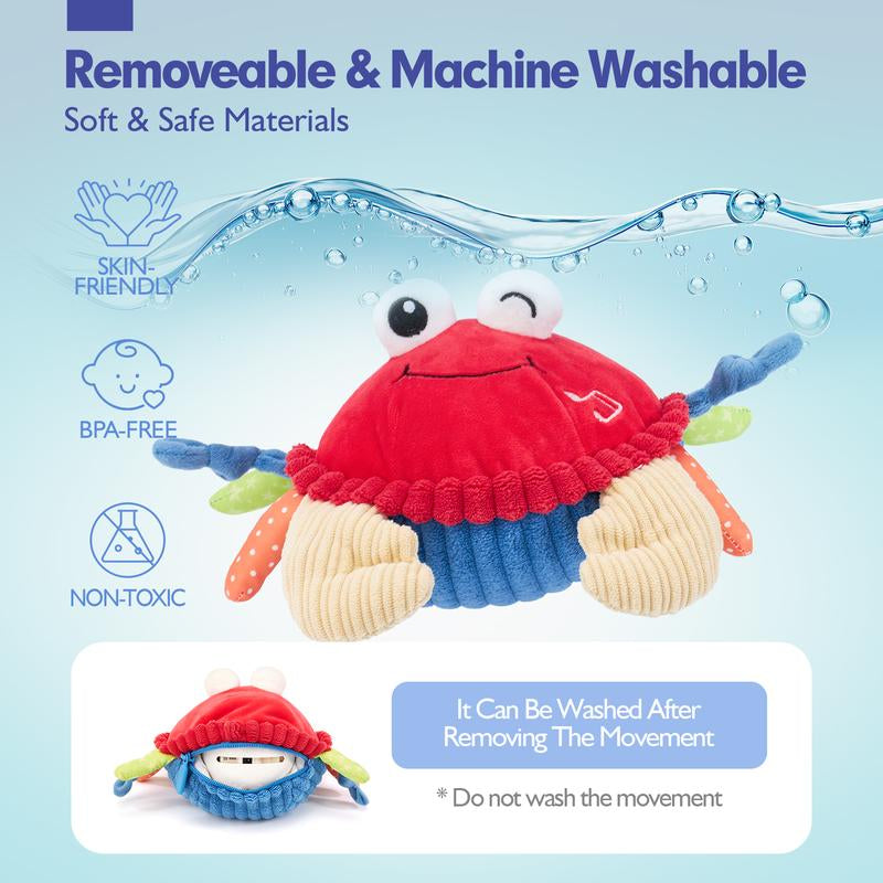 Hahaland Musical Walking Moving Bouncing Crab Baby Toys for 6-12 Months Tummy Time Sensory Interactive Toys for Boys and Girls Play Easter Gift