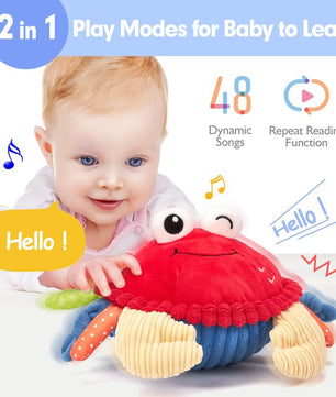 Hahaland Musical Walking Moving Bouncing Crab Baby Toys for 6-12 Months Tummy Time Sensory Interactive Toys for Boys and Girls Play Easter Gift