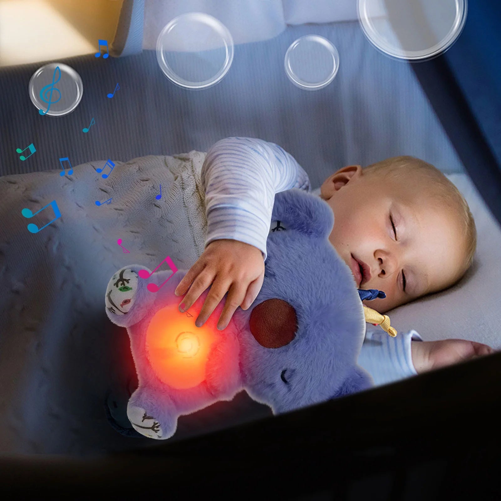 New Breathing Stuffed Animal Sleeping Plush Relief Koala Bear for Anxiety Relief Koala with Rhythmic Breathing Motion with Music Lights & Breathing Motion Adjustable in Four Modes