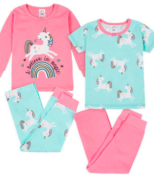 Gerber Toddler Girls' Snug Fit Cotton Pajamas, 4-Piece Set