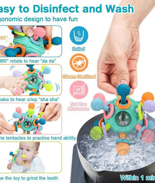Baby Sensory Fidget Toy, Early Education Toy, Colorful Baby Teething Toy, Fun Press and Pull Baby Toys, Interactive Baby Play Toys for Infants Newborns, Baby Essentials
