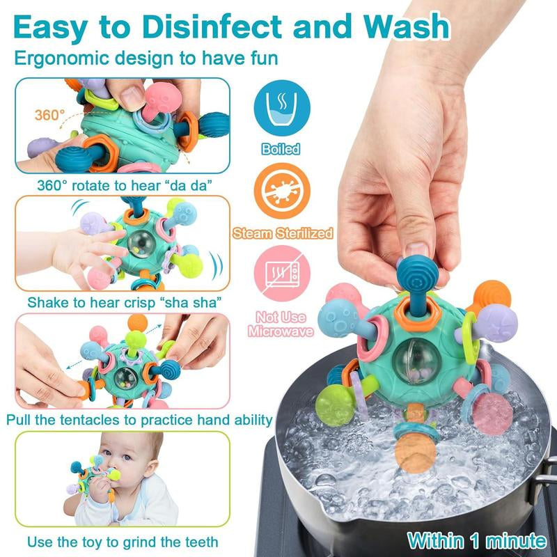 Baby Sensory Fidget Toy, Early Education Toy, Colorful Baby Teething Toy, Fun Press and Pull Baby Toys, Interactive Baby Play Toys for Infants Newborns, Baby Essentials