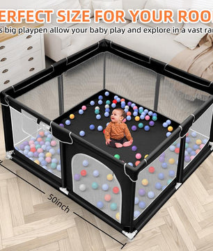 Baby Playpen, Indoor&Outdoor Playard, Play Pens for Kid Activity Center, Sturdy Safety Baby Fence with Breathable Mesh for Toddler Playpen