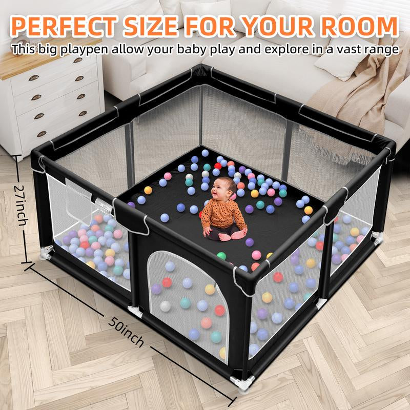 Baby Playpen, Indoor&Outdoor Playard, Play Pens for Kid Activity Center, Sturdy Safety Baby Fence with Breathable Mesh for Toddler Playpen