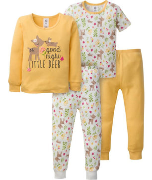 Gerber Toddler Girls' Snug Fit Cotton Pajamas, 4-Piece Set