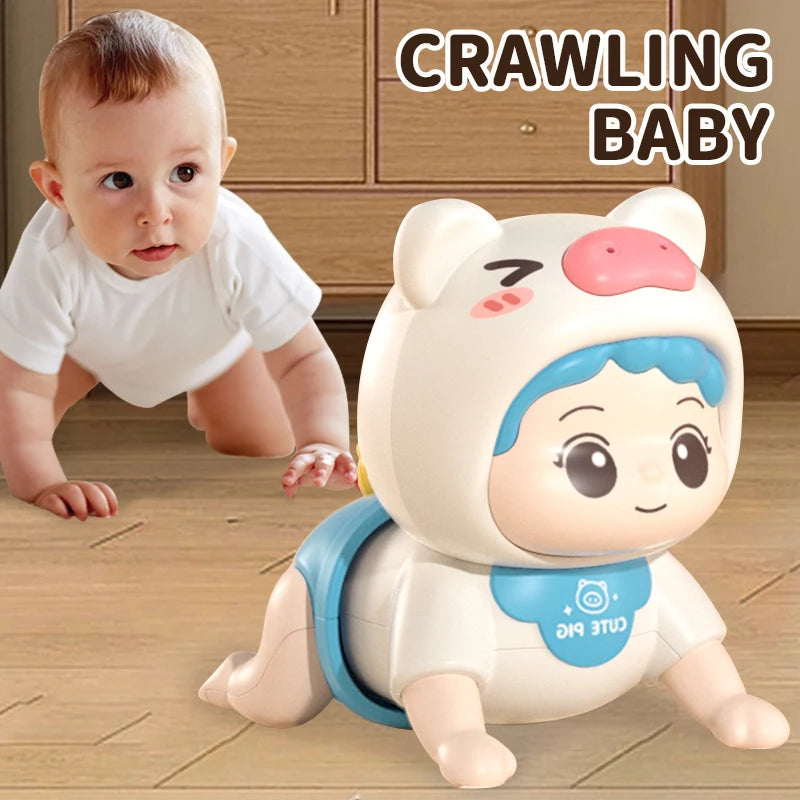 Baby Toys Learn to Crawl Guide Head up Practice Training Puzzle Early Education Crawling Baby Sound Light Music