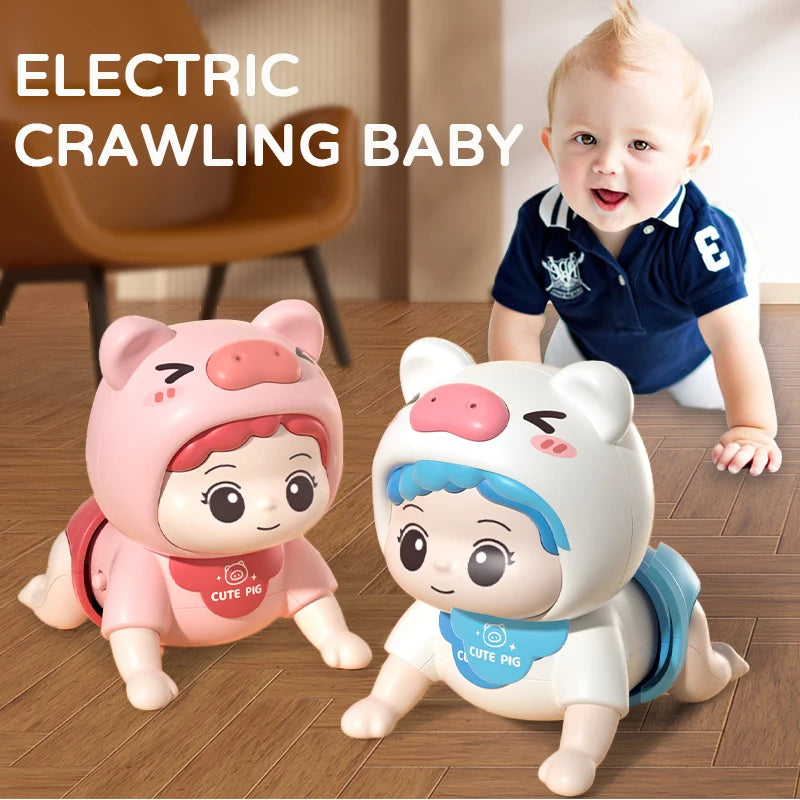 Baby Toys Learn to Crawl Guide Head up Practice Training Puzzle Early Education Crawling Baby Sound Light Music
