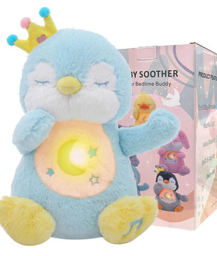 Breathing Penguin, Soothing Breathing Stuffed Animal Sleep Buddy Snuggle with Realistic Breathing Motion and Lights Music for Anxiety Relief Sleep Pet
